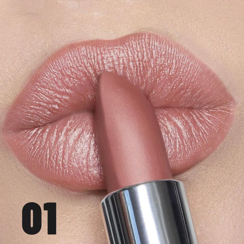 Pearlescent Lipstick Long Lasting Waterproof Pink Rosey Metallic Diamond Lip Stick Create Silky Charming Plump Bold Lip Makeup