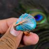 Natural Aqua Lace Agate Gemstone Handmade Copper Wire Wrap Ring Size 7 o7s61