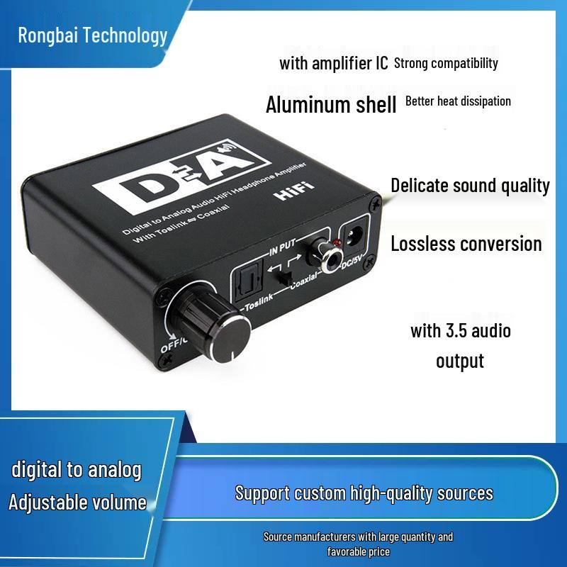 5.1 Channel Digital To Analog Audio Converter with Adjustable Optical Coaxial To 3.5mm Output