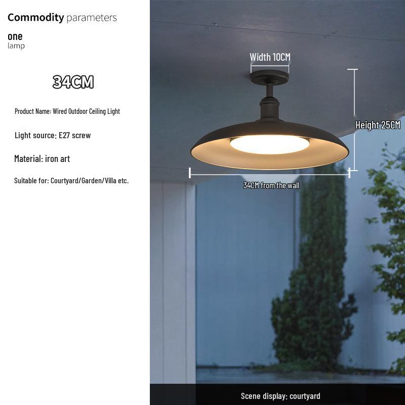 Outdoor Waterproof Industrial Ceiling Light for Entrance, Hall, Porch, or Balcony - New Minimalist Style.