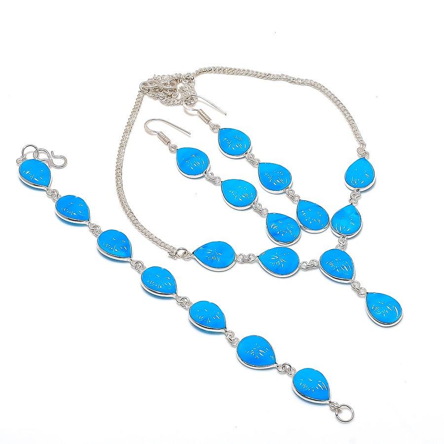 

Natural Arizona Turquoise Gemstone 925 Sterling Silver Jewelry Necklace 18 ASN-6068