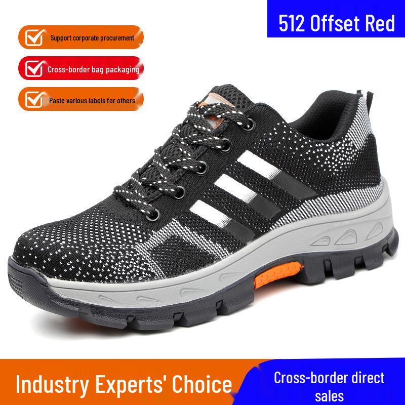 Men's Breathable Flyknit Steel Toe Safety Work Shoes – Lightweight, Anti-Smash, Anti-Piercing Outdoor Protection Footwear