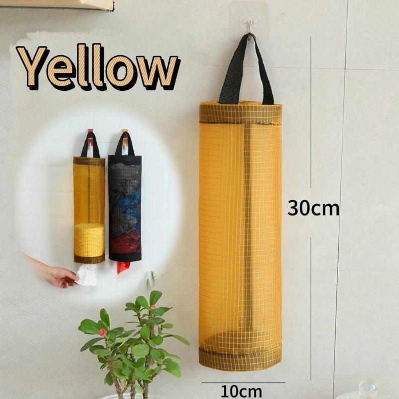 Wall-Mounted Trash Bag Organizer Box Kitchen Plastic Bag Collector No-Punching Shopping Storage Hanging Bags Polyester Fiber