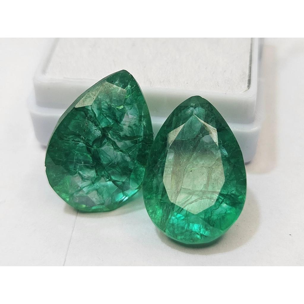 Natural Emerald Colombian Green 20-22 Ct Pear Cut Pair Beautiful Loose Gemstone