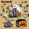 6IN1 Halloween House Train Model Building Blocks City Pumpkin Ghost Car MOC Bricks Set Toys for Children Kids Gift