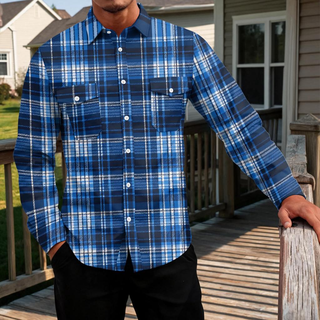 Men's Basic Long Sleeve Shirt with Two Pockets