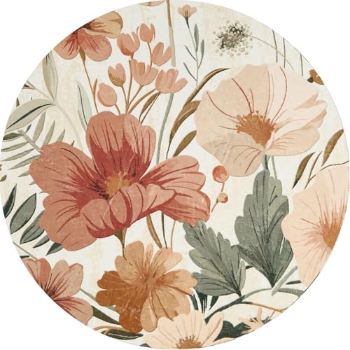 

Alfombras de estilo francés para dormitorio,decoración para sala de estar con patrón de flores,alfombra redonda esponjosa y 60cmx60cm