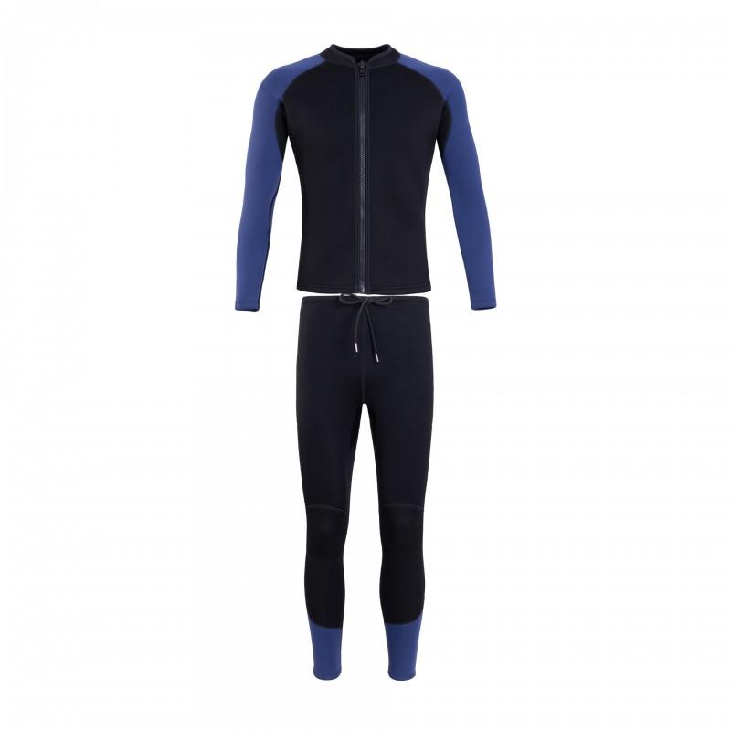 3mm Neoprene Wetsuit Set Adults Long Sleeve Separate Top Bottom Snorkeling Surfing Swimming Warmth UV Protection Small синий