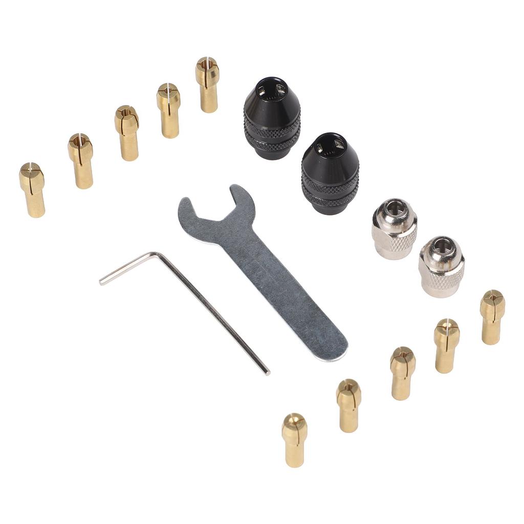 16pcs 0.5mm-3.2mm Keyless Chuck Drill Keyless Chuck Shank Rotary Tool Kit Quick Change Adapter Kit Power Tool Accessories