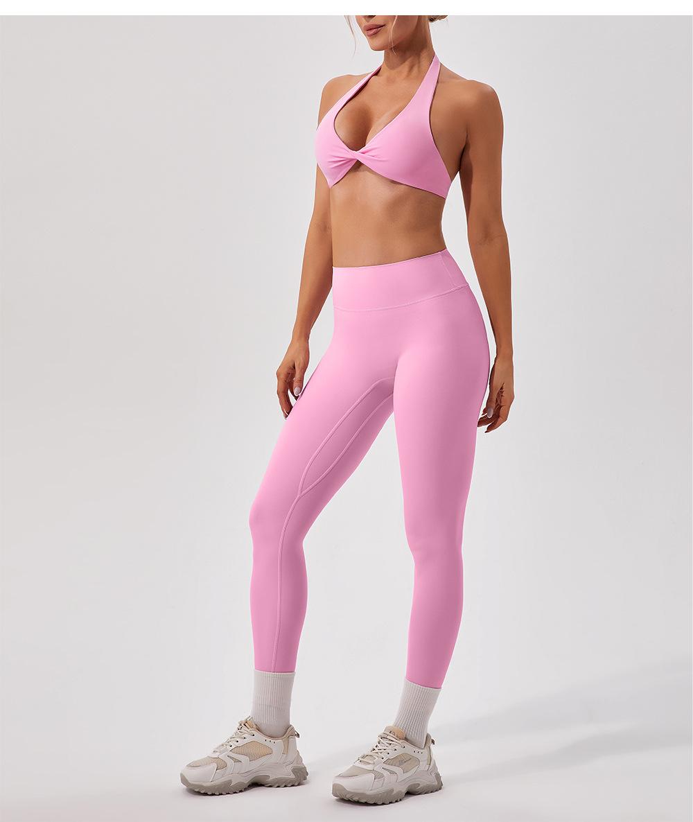 

Нюдовые брюки для йоги с высокой талией и контролем живота - Двусторонние мягкие персиковые леггинсы для бега с эффектом лифтинга бедер M розовый