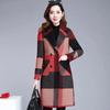 Plus Size 2025 Winter Woolen Coat - Thick Padded, Color Block, Korean Style, Versatile Over-the-Knee Mid-Length Outerwear for Women