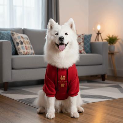 Warm New Year Dog Hoodie Thicken Blessing Dog Two-Legged Clothing with Drawstring Comfortable Dog Sweater