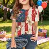 Girls Short Sleeve T Shirt Independence Day Printed Tee Top Casual Comfortable Fit Kids Summer Shirt