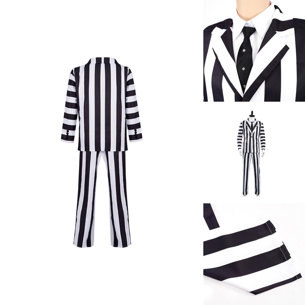 Michael Keaton Striped Suit For Halloween Wizard Cosplay Perfect For Stage Play