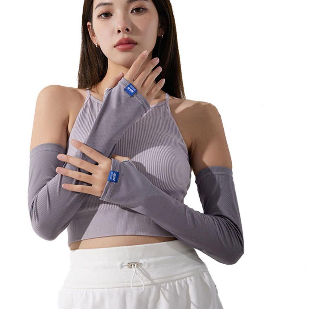 

Pure Color Summer Sunscrean Sleeves Sun Protection Fishing Arm Sleeves Driving серый