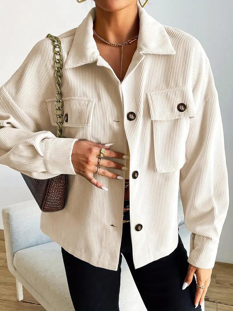Women's Cross-Border Casual Button-Front Drop Shoulder Jacket for Spring & Autumn