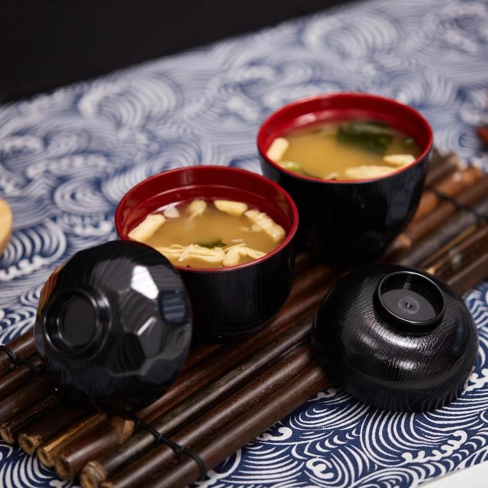 S víkem Miso polévková miska Tradiční stolní nádobí Japonská rýžová miska Servírování rýže Servírování polévky Polévková miska s víkem
