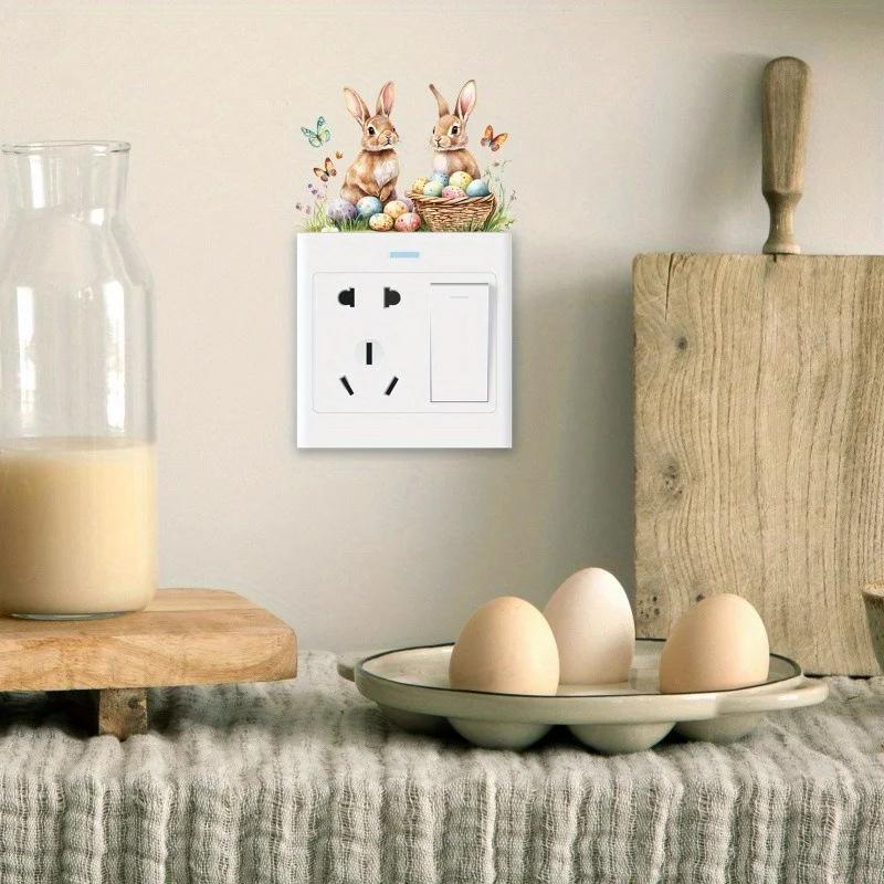 3 Stück, Cartoon Hase Schalteraufkleber, Dekorationsaufkleber, Schlafzimmer Wohnzimmer Zuhause Wandaufkleber, Kunst Applikation für Schlafzimmer