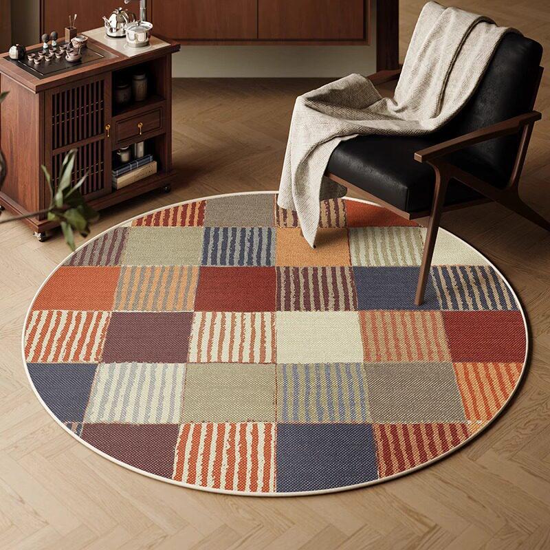 Amerikanischer Retro-Rundteppich - Modell 2026 für Wohnzimmer, Schlafzimmer, Nachttisch, Schminktisch, Arbeitszimmer oder Drehstuhl-Bodenschutzmatte.