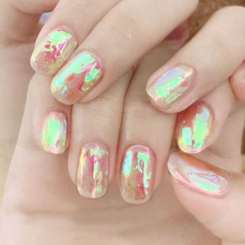1PC 5*20cm Nail Art Aurora Ice Cube Cellophane Large Colorful Transfer Paper Laser Jewelry Candy Paper Diy5 Color Sticker