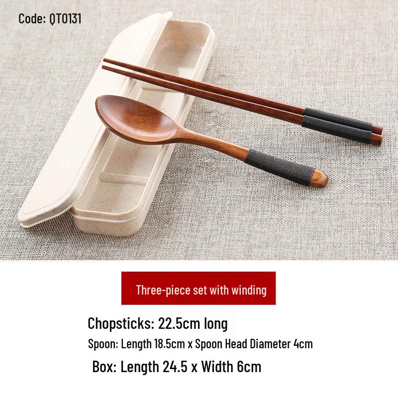 

Portable Wooden Travel Cutlery Set: Chopsticks, Spoon & Storage Box for One - Ideal for Students, Adults, & Children. Default