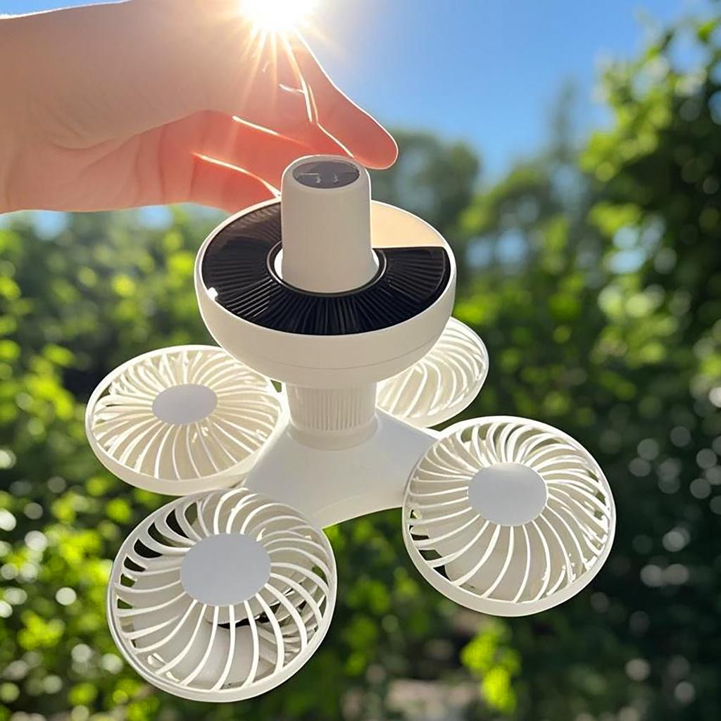 Solar Folding Fan Light USB/Solar Charging Lighting Camping Ceiling Fan Camping Rechargeable Ceiling Fan Battery Powered Ceiling Fan Tent Necessities