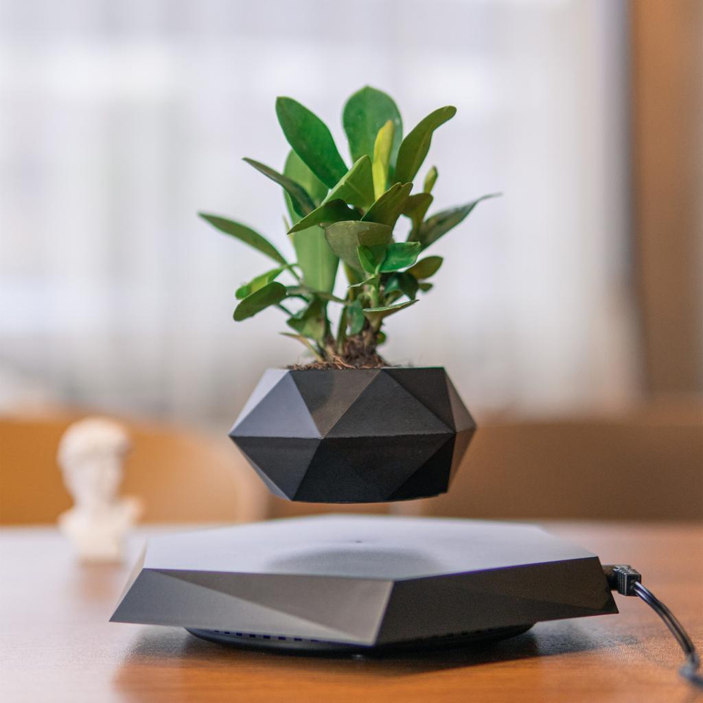 Magnetic Levitation Planter - Rail Planters with Unique Floating Effect for Small Plants, Home & Office Decor, Christmas and New Year Gift Idea