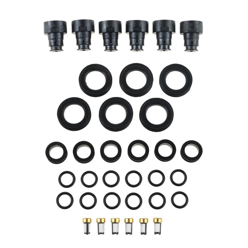 6 Sets Car Fuel Injector Rebuild Kit O-rings Seals Filters Caps for Toyota 3.4 V6 M717 4G1597 1580561 FJ585 23250-62040 5VZFE