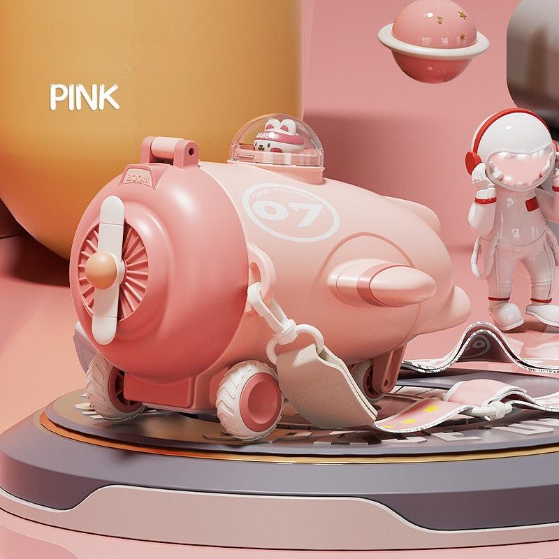 

1PC Children s Plastic Cup High Quality Water Cup with Straw Cartoon Aircraft Shape Large Capacity Portable Kettle 501-600ml рожевий