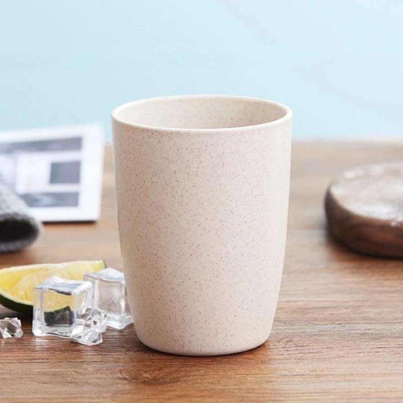 12Pcs Wheat Straw Cup Plastic Mouthwash Water Cup Brushing Cup Potable Drinking Travel Cup For Kids Adults