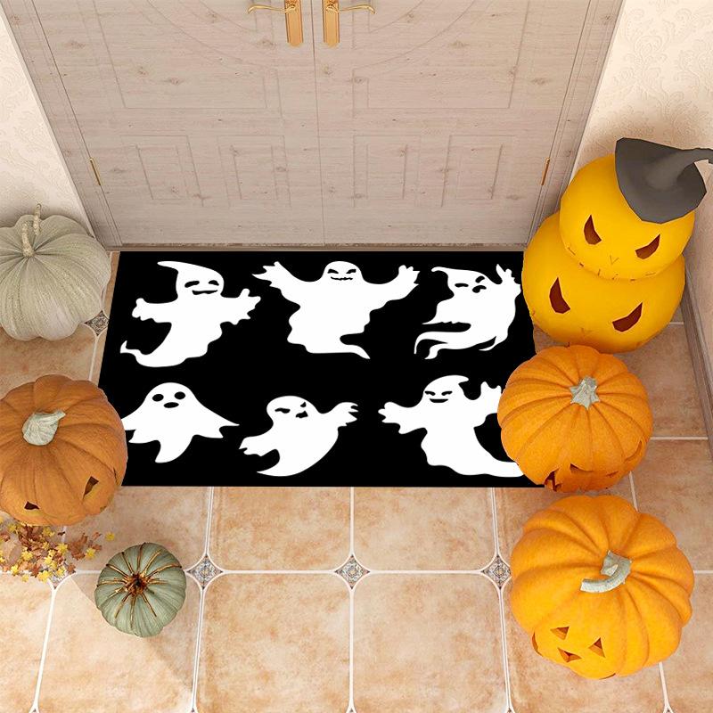 Halloween Ghost Boo Festive Door Mat Non-slip Washable Indoor Outdoor Rug Carpet for Front Door Entryway Holiday Home Decoration