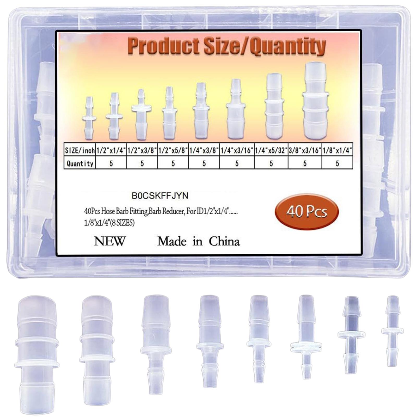 

40 шт. Пластиковые штуцеры для шлангов разных размеров, адаптеры для трубок для водяных, воздушных, газовых насосных систем, прочные пластиковые материалы
