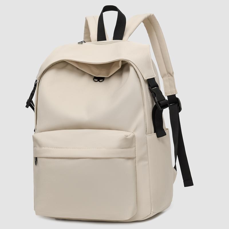 Daily Large Capacity Travel School Backpacks Ladies Pure Color Shoulder Knapsacks Nylon Zipper Shopping Rucksacks