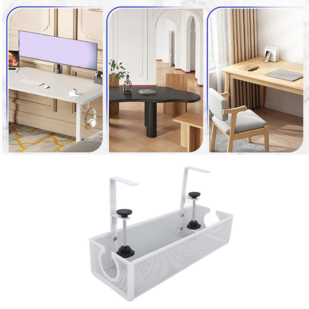 Under Desk Cable Management Tray Carbon Steel Side Round Hole Trapezoidal Desk Cord for Study