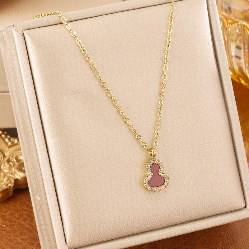 Titanium Steel Gourd Pendant Necklace - Women's Elegant Light Luxury Fashion Clavicle Chain