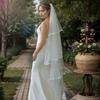 Tiered Wedding Veils Shoulder Back Coverage Breathable Tulle Bridal Veils Headpiece WithInvisible Hair Pin for Wedding