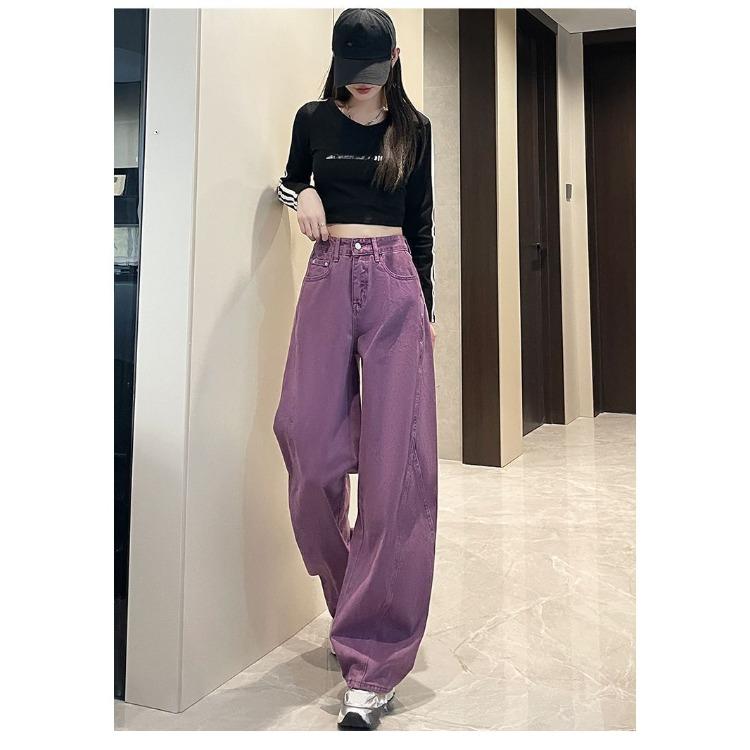 Wide Leg Denim Pants Loose Fit High Waist Spring Summer Casual Trousers