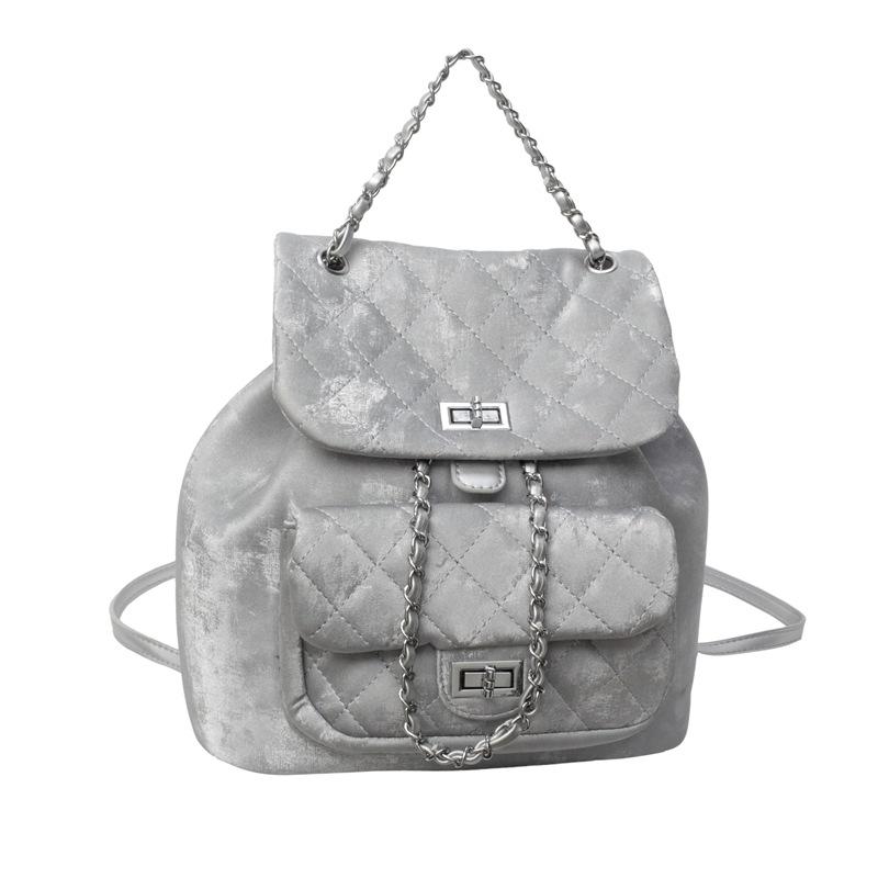 

Маленький рюкзак женский новая мода мини сумка на цепочке с бриллиантовой цепочкой ретро повседневный рюкзак тренд серебряный