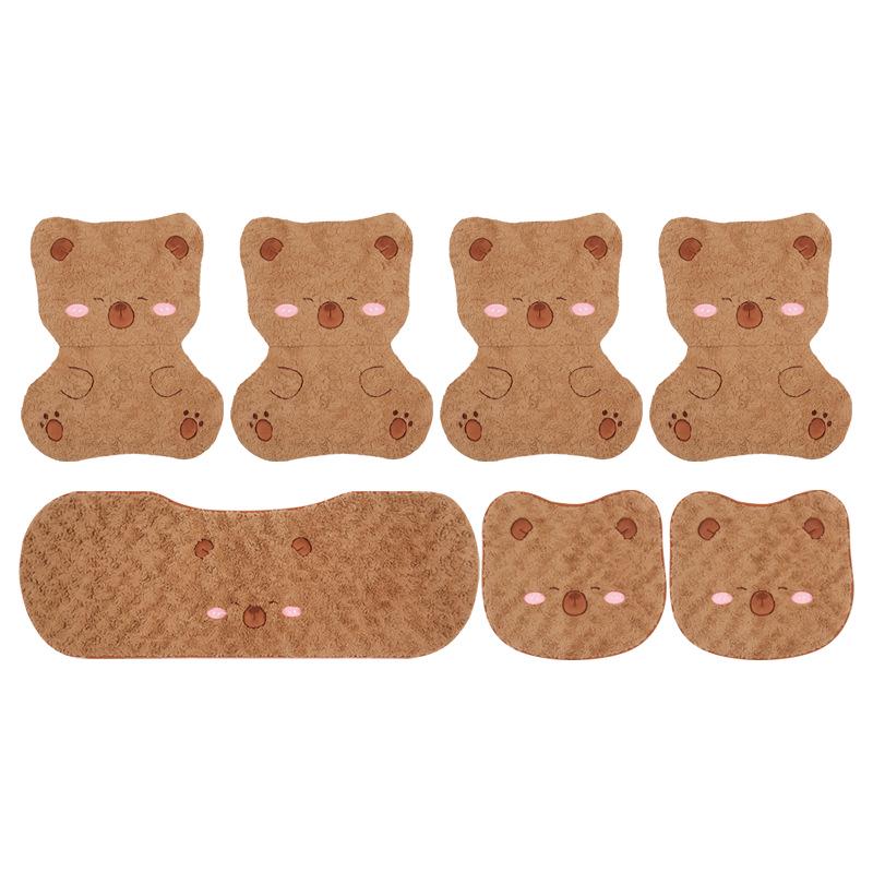 Cartoon Cute Capybara Winter Plush Car Seat Cushion for Cadillac CT5, Aoge XT4, XT5