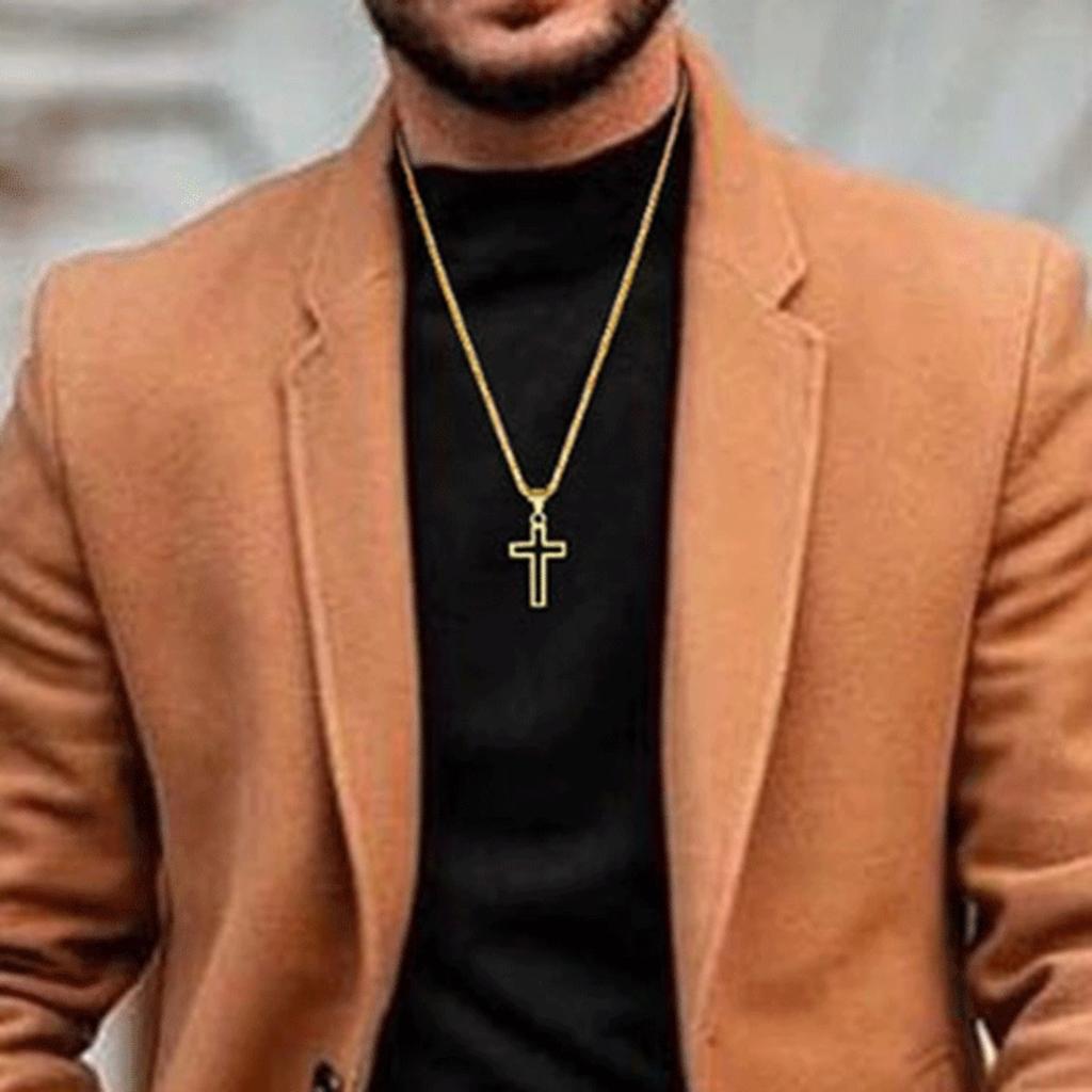 Hollow Cross Pendant Necklace Minimalist Unisex Fashion Jewelry