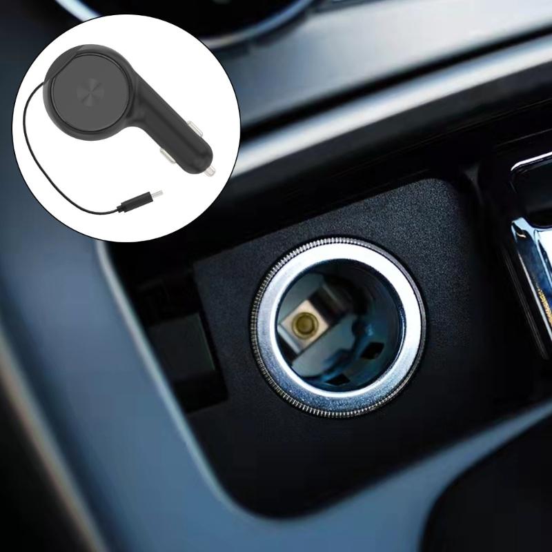 Retractable Car Charger 2 in 1 Fast Charging Car Phone Charger 60W Mini Car Adapter USB C Charger for Phone Laptop