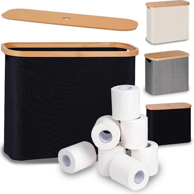 Toilet Paper Basket with Lid Large Capacity Easy To Install Toilet Paper Storage Organizer Multi-purpose Toilet Paper Holder