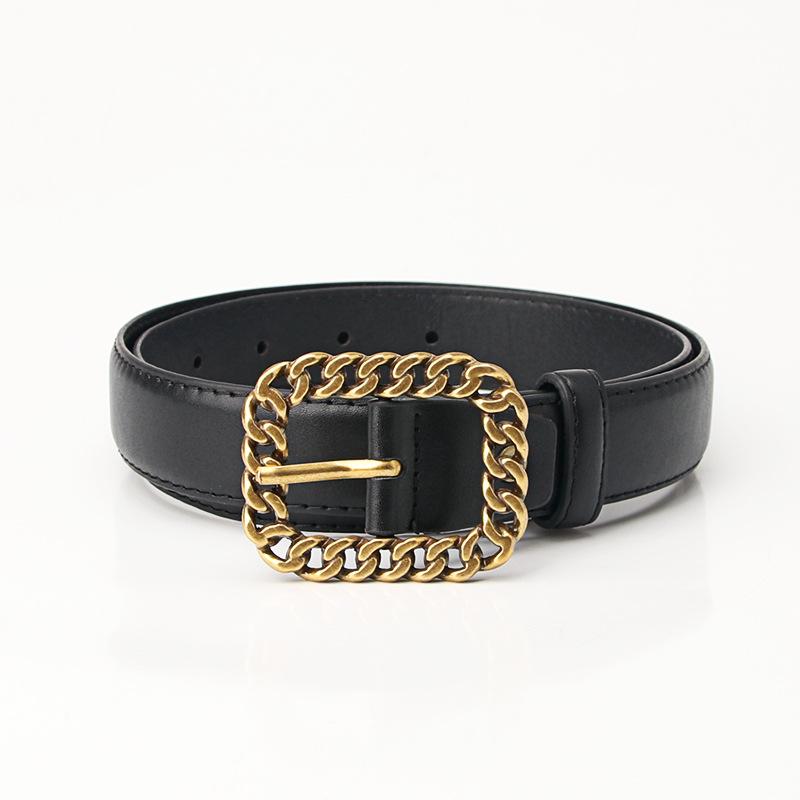 Retro simple chain square buckle women's belt fashionable versatile dress coat decorative belt women's belt