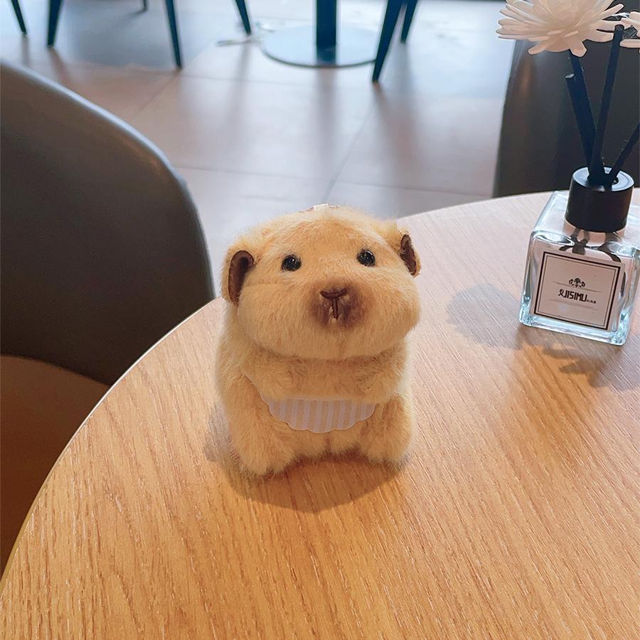Cute hamster plush pendant, soft filler doll, squirrel keychain, toy couple, pendant, creative school bag, pendant, gift розовый