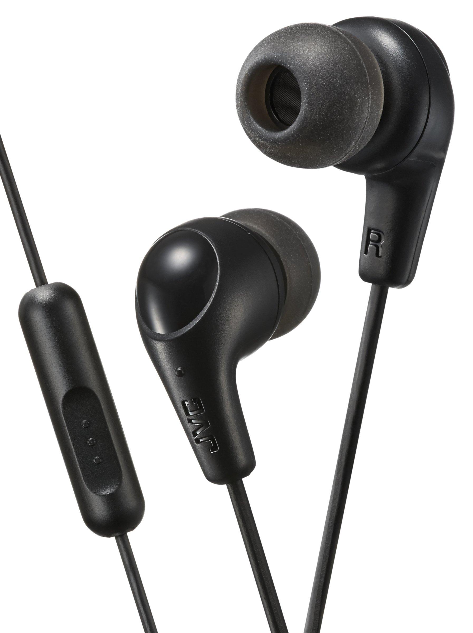 

JVC Smartphone compatible earphones with microphone and remote control for telework and video black HA-FX71M-B conferencing,
