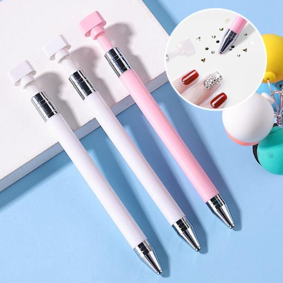 Rhinestone Picker Refillable Wax Pen DIY Nail Art Rhinestone Painting Decoration Dotting Wax Pen Rotatable Long Handle Rhinestone Pick-up Tools