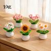 Handmade Yarn Flower Crochet Potted Decoration, Knit Artificial Sunflower Desktop Hand Knitted Plant Decor, Gift for Women, Mom, Teacher, Friend,