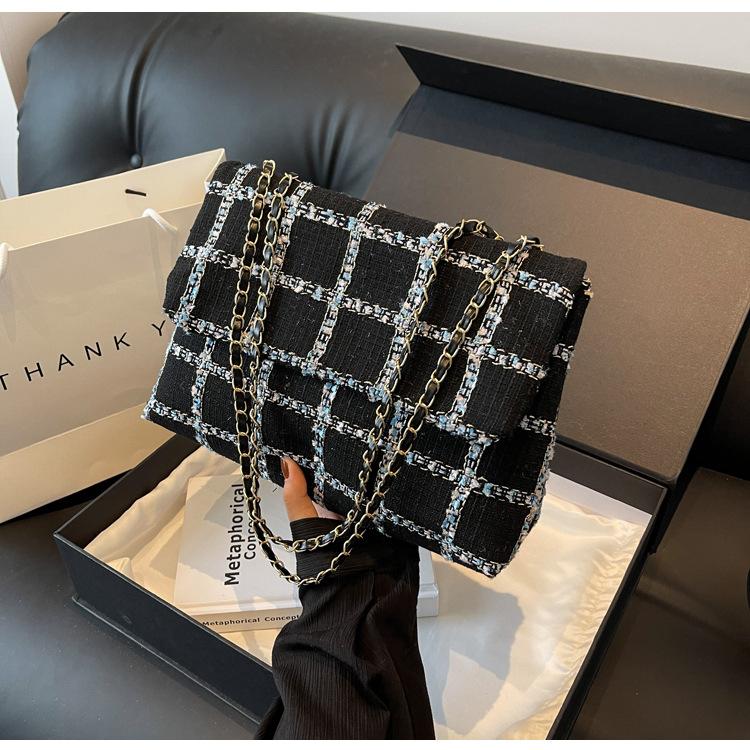 Plaid Large-capacity Fashionable and Simple 2025 Autumn and Winter New Chain Shoulder Crossbody Small Square Bag