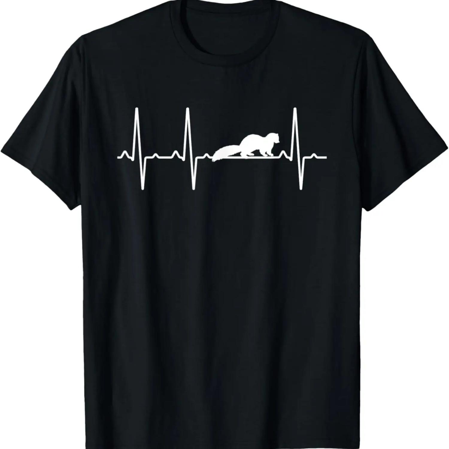 

Mink Heartbeat Gift For Men Women Weasel Otter Animal Lover T-Shirt S чёрный