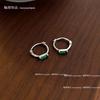 Delicate and Small Ear Buckle Female Emerald Zircon Circle Stud Earrings Temperament Earbone Stud Retro New Cold Wind Earrings